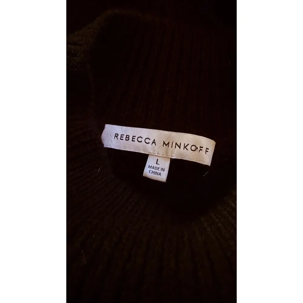 Rebecca Minkoff Priscilla Two Texture Merino Wool / Alpaca Mock Neck Sweater L